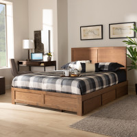 Baxton Studio Aras-Ash Walnut-Full Aras Modern and Contemporary Transitional Ash Walnut Brown Finished Wood Full Size 3-Drawer Platform Storage Bed